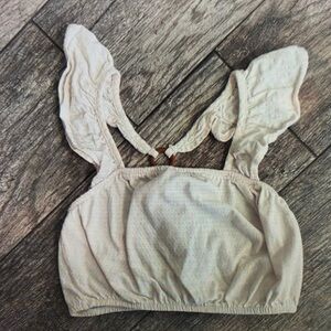 Kids Cream Tank Top with Ruffle Straps